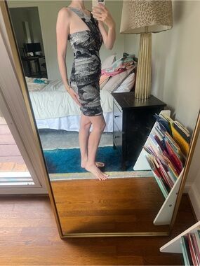 BCBGMaxAzria Black and White Abstract Print Mini Dress